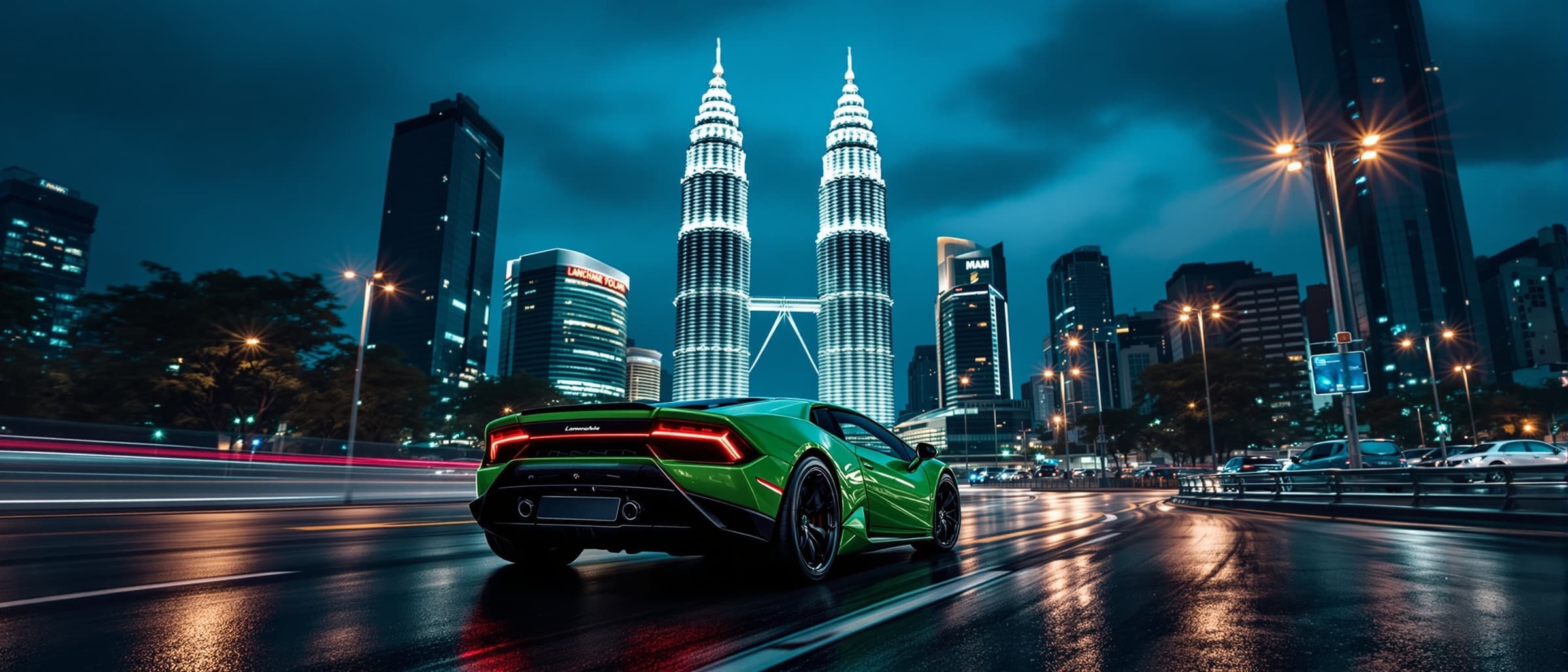 Supercar rental in Kuala Lumpur — Petronas Towers at night